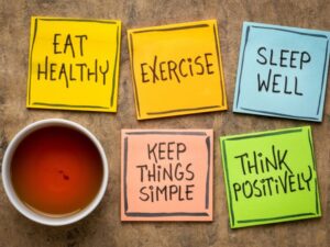 balancing health, fitness and entrepreneurship. Eat healthy, exercise, sleep well, keep things simple annd think positively